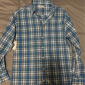 Peter Millar Blue and White Plaid Button-Down Shirt